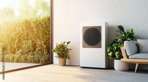 Modern Heat Pump Minimalist Interior Design with Greenery