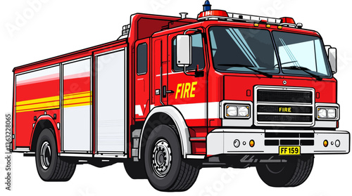 Fire Truck EMS Emergency Cartoon Toy No Background Vector