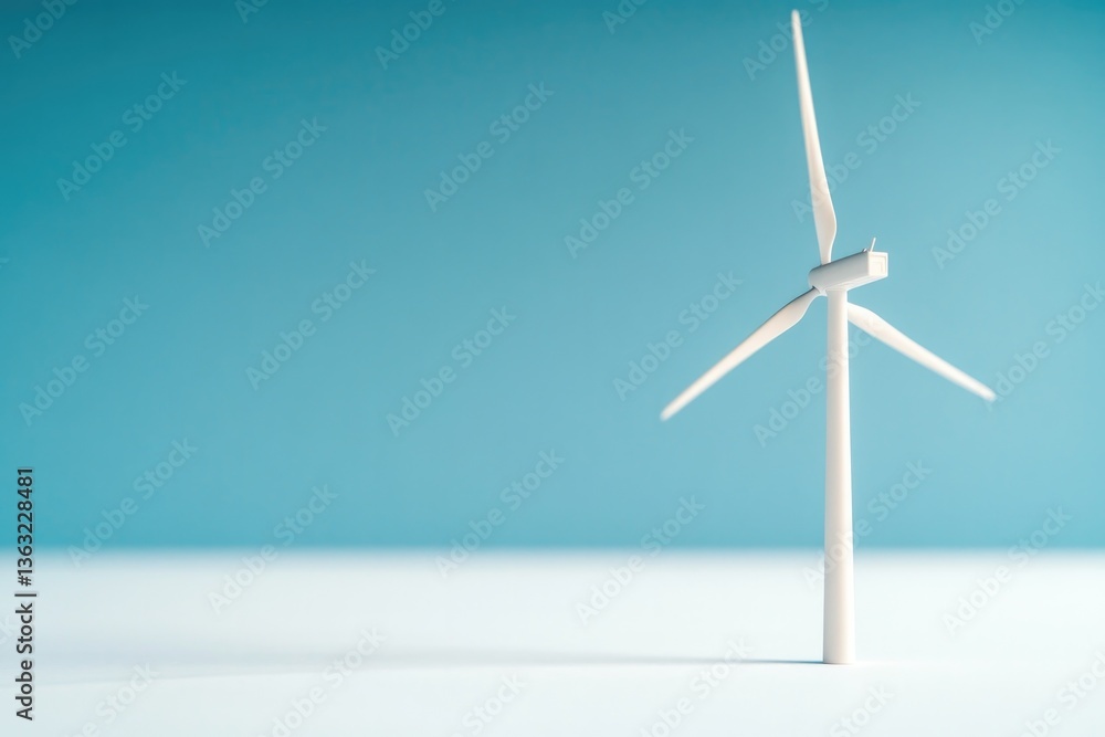 capture wind turbine model on pristine white background showcasing its sleek blades and minimalist design aimed to capture wind turbine model on pristine white background showcasing its sleek blades and minimalist design aimed to