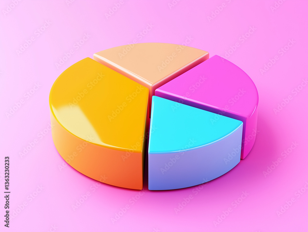 Obraz premium 3D pie chart with colorful segments