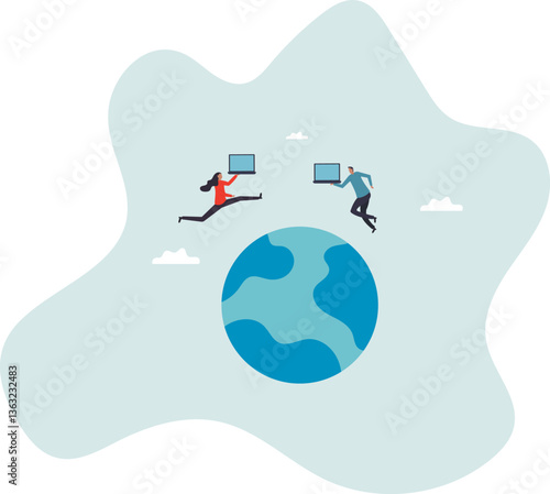 Work from anywhere around the world, remote working or freelance,character for design.