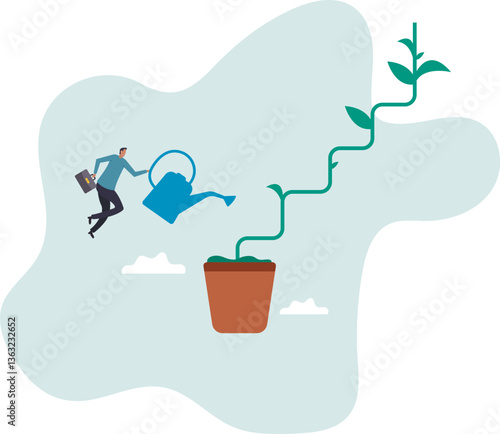 Growth step or career path, job improvement stair or growing investment or stair to success, mentorship.character for design.