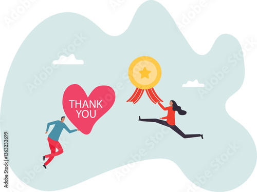 Employee appreciation, giving thank you or recognition award to best employees, gratitude or grateful support, thankful.character for design.