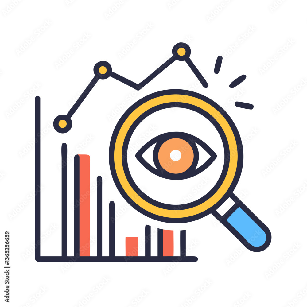 Fototapeta premium Predictive analytics icon with eye and graph elements 