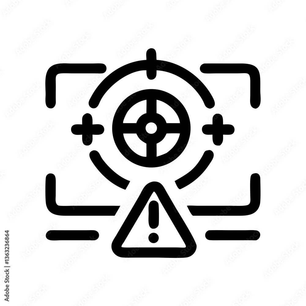 Threat detection icon with warning sign on transparent background Threat detection icon with warning sign on transparent background