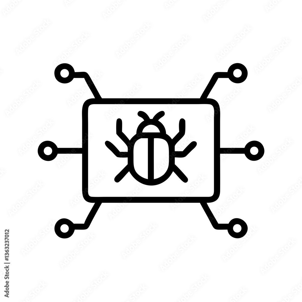 Trojan bug icon with circuit connections on a transparent background Trojan bug icon with circuit connections on a transparent background