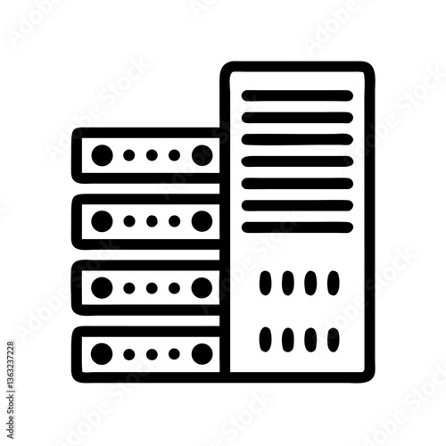 Supercomputer icon representing data storage and processing  