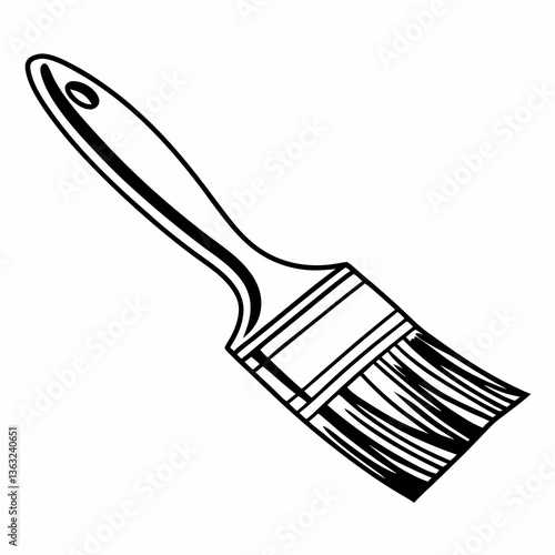 Black and White Paint Brush Line Art - Vector