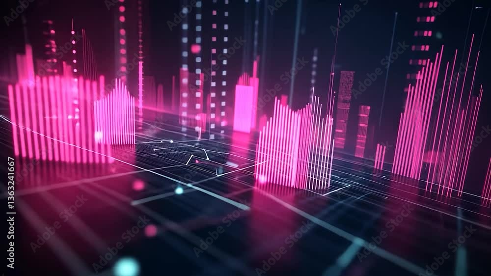 Abstract digital circuit board with glowing lines and data visualization. Abstract digital circuit board with glowing lines and data visualization.