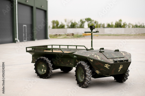Obraz na plátne Ground military robot for evacuation of the wounded on remote control