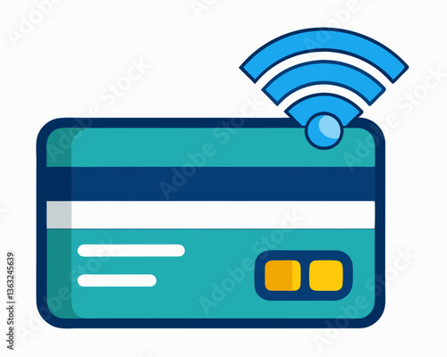 Credit card with contactless payment vector icon, secure wireless transaction and NFC tap pay symbol