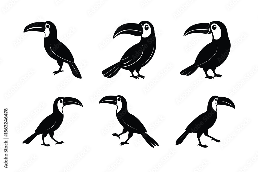 Fototapeta premium Toucan silhouette vector Bundle illustration