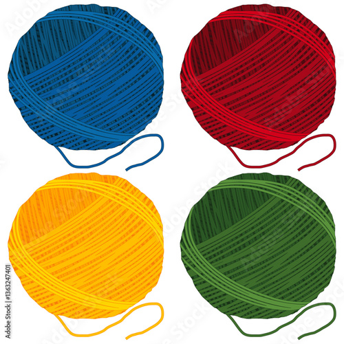 ball of wool thread, Knitting yarn color balls, Ball of knitting thread.