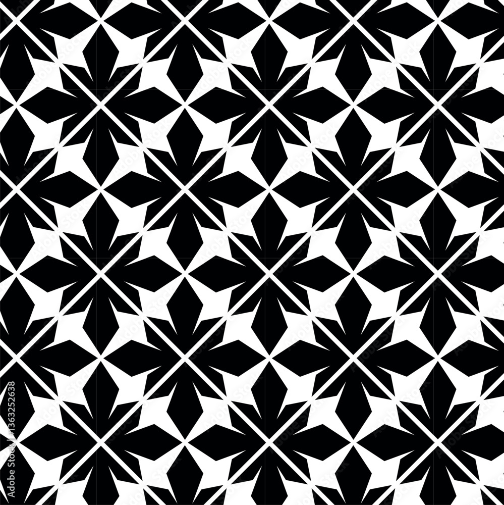 Abstract geometric pattern with crosses, stripes, lines. Seamless vector background. White and black ornament. Modern reticulated graphic design. Abstract geometric pattern with crosses, stripes, lines. Seamless vector background. White and black ornament. Modern reticulated graphic design.