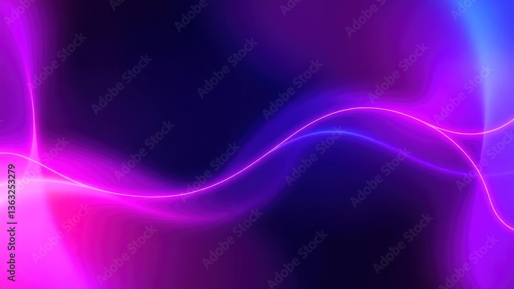 Fototapeta premium Dark blue violet purple magenta pink burgundy red abstract background. Banner. Color gradient, ombre. Wave, fluid. Bright light wavy line, spot. Neon, glow, flash, shine. Template. Rough, grain, noise