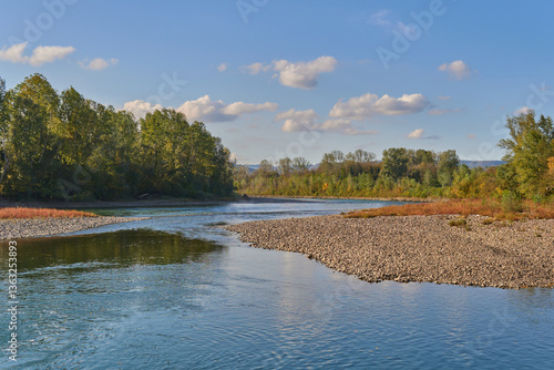 Panorama of River Drina in beautiful summer scenery