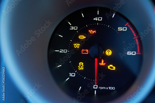Light error illuminated on car dashboard