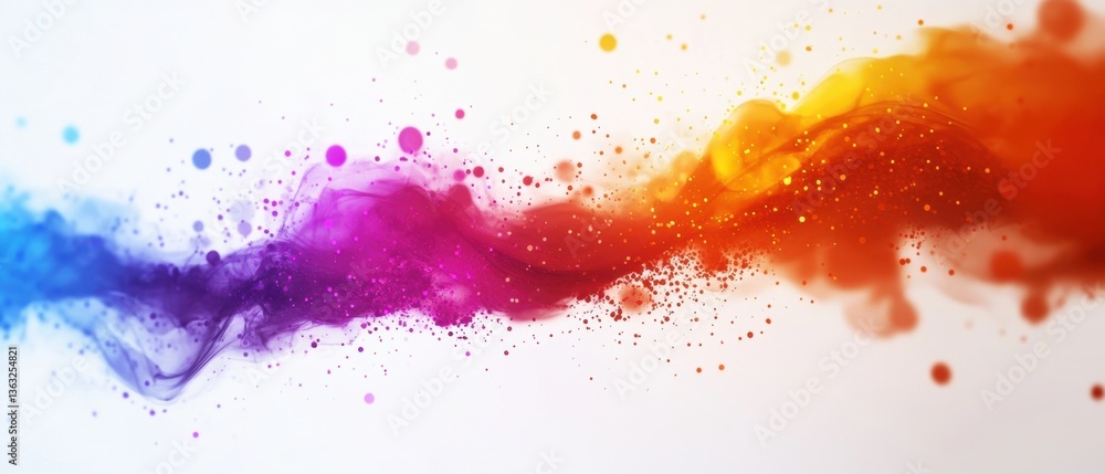 Obraz premium Abstract vibrant wave of colorful smoke on white backdrop artistic expression of fluid motion and gradient hues for creative design