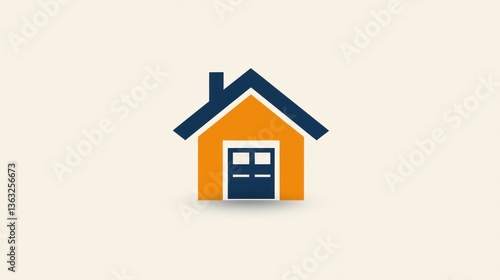 Wallpaper Mural Orange house icon, simple home design, white background, real estate Torontodigital.ca