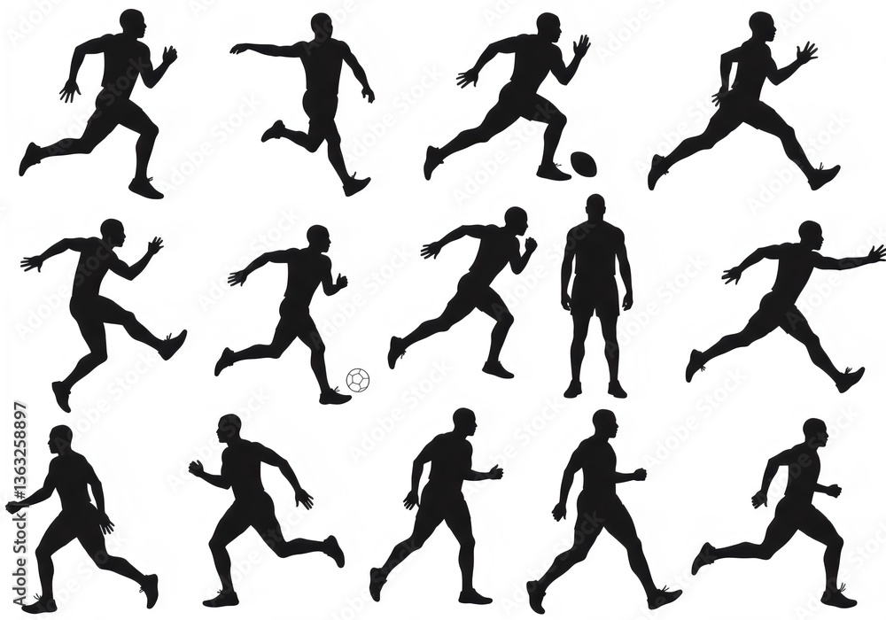 Running and Throwing Athlete Silhouettes Running and Throwing Athlete Silhouettes