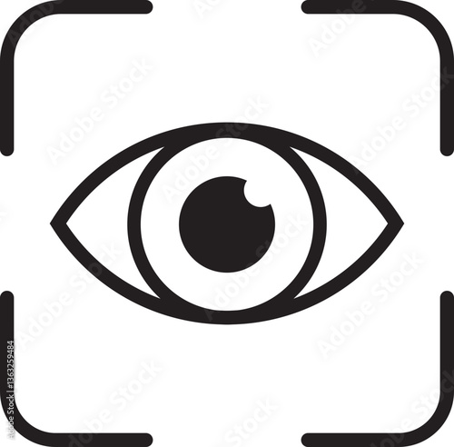 Eye Scan icon. Recognition, biometric identification icon. Authentication and cyber security vector graphic editable stroke. Verification icons for web and mobile app.