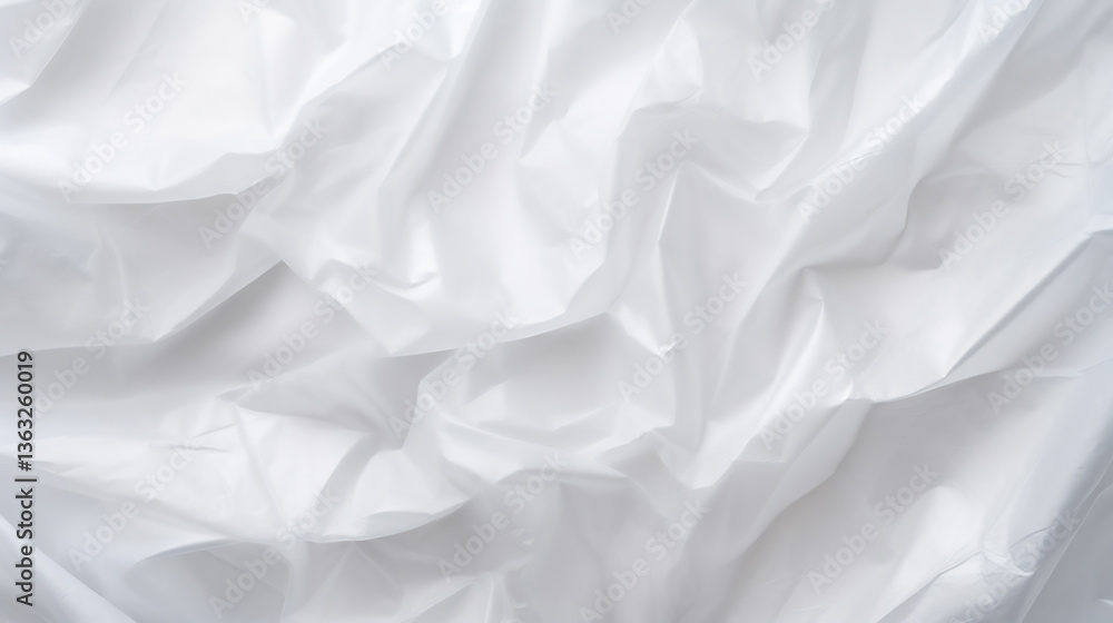 Abstract white crumpled surface with smooth shadows creating a with soft shadows and highlights. Crumpled Plastic Bag Texture Abstract white crumpled surface with smooth shadows creating a with soft shadows and highlights. Crumpled Plastic Bag Texture