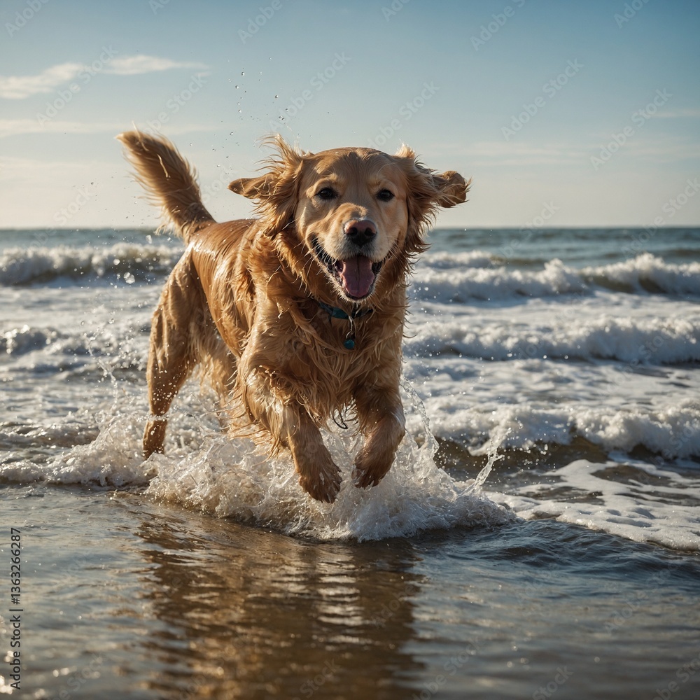 golden retriever running in the water golden retriever running in the water