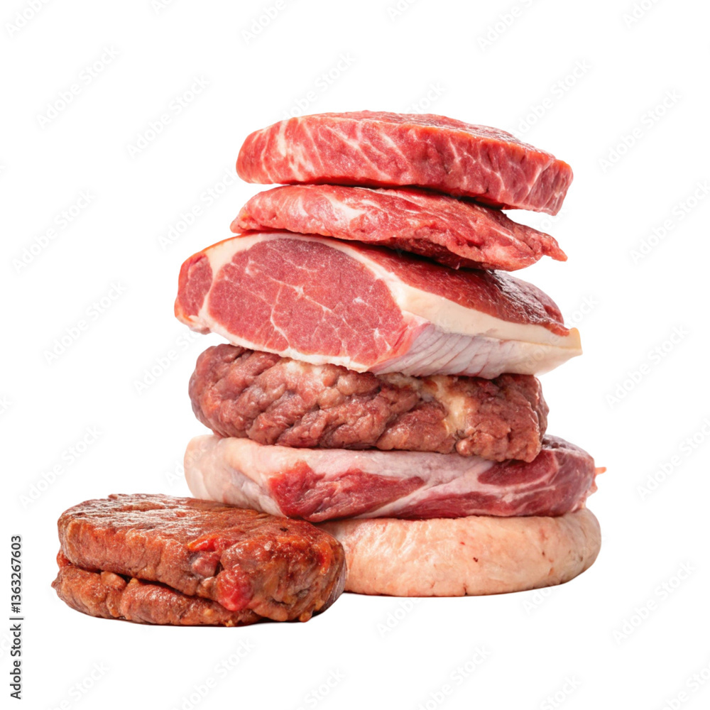 Stack of meats isolated on transparent background
Stack of meats isolated on transparent background