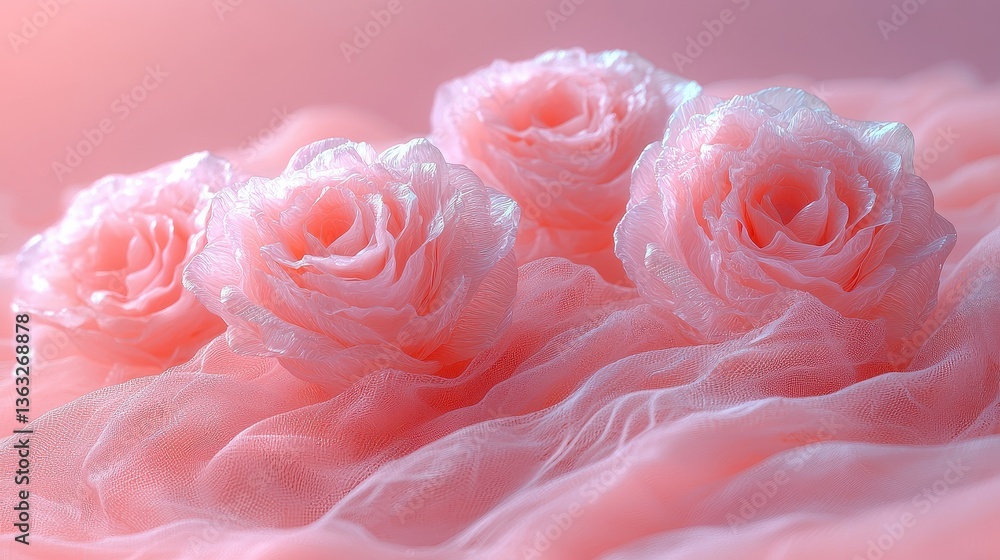 Fototapeta premium A vintage sheet, adorned with a floral pattern, serves as a pastel-hued backdrop, inviting a generative AI to weave its magic and bring this scene to life through a captivating digital image. 
