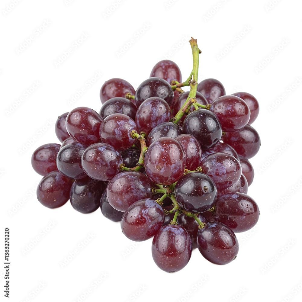 Fototapeta premium Juicy and luscious purple grapes glisten with elegance meticulously curated and set against a clean white backdrop