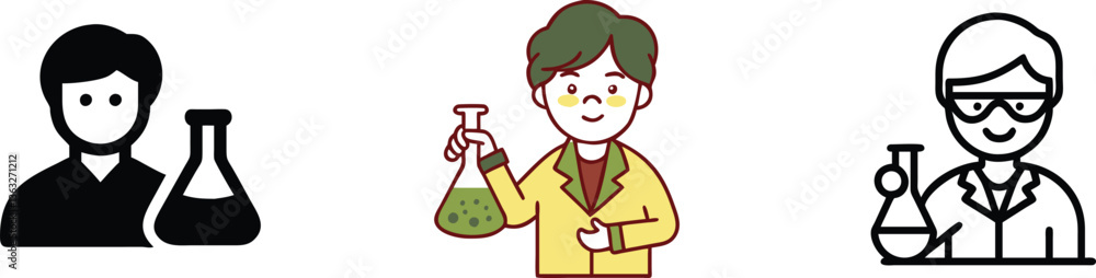 Scientist Icons Lab, Chemistry, Experiment, Research, Flask, Beaker, People, Researcher, Science, Il Scientist Icons Lab, Chemistry, Experiment, Research, Flask, Beaker, People, Researcher, Science, Il