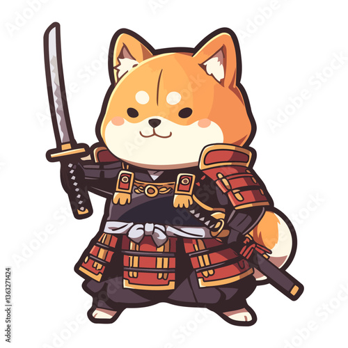 Shiba Inu Samurai Holding Sword