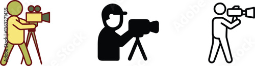 Cameraman Icons Filmmaking, Video, Photography, Tripod, Camera