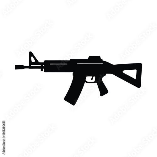 Vector illustration of an assault rifle with a focus on gun, weapon, and military elements