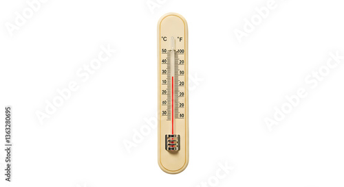Vintage Thermometer Displaying Temperature in Celsius and Fahrenheit on a Wooden Background with Clear Readings for Home and Garden Use