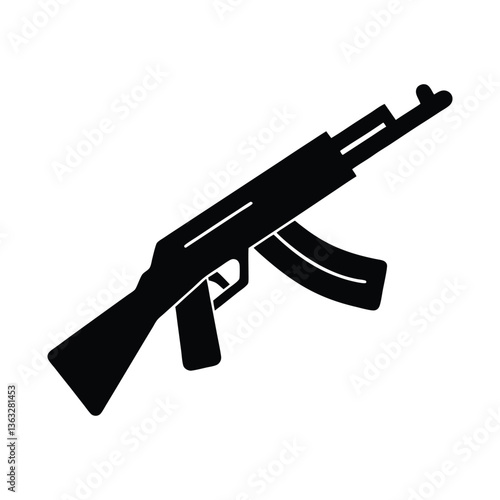 Vector illustration of an assault rifle with a focus on gun, weapon, and military elements