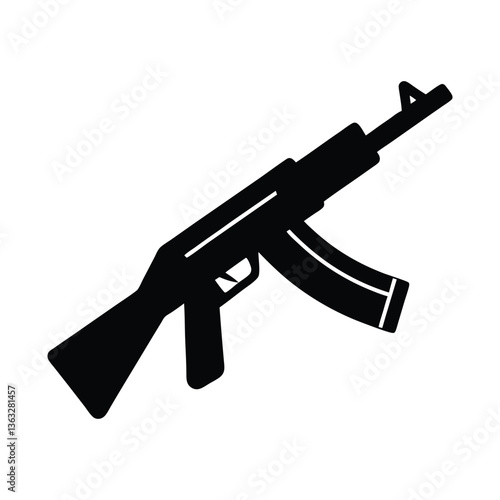 Vector illustration of an assault rifle with a focus on gun, weapon, and military elements