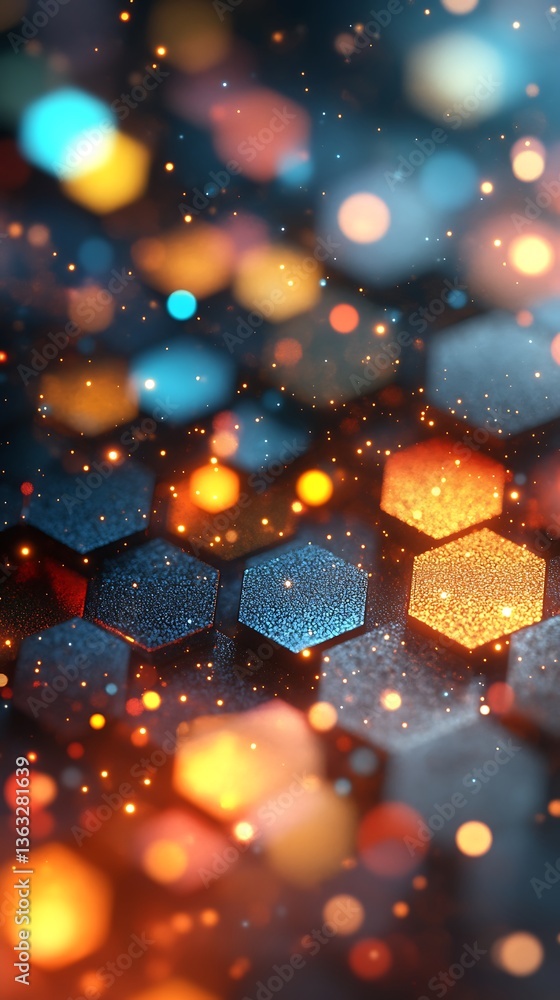 Abstract Hexagon Pattern, Colorful Light
