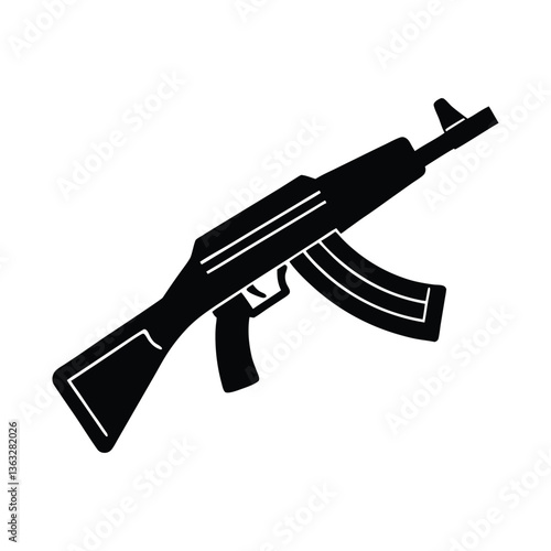 Vector illustration of an assault rifle with a focus on gun, weapon, and military elements