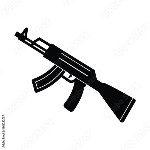 Vector illustration of an assault rifle with a focus on gun, weapon, and military elements