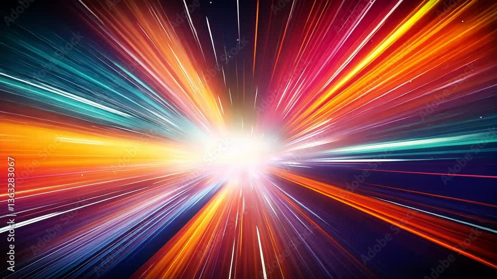Vibrant burst of colorful light radiating outward Vibrant burst of colorful light radiating outward