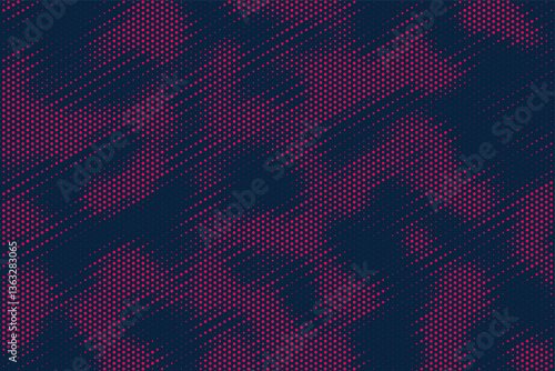 Abstract background with red triangle dots. Triangle halftone geometric background. Halftone triangular retro 80s pattern. Minimal style retro dynamic wallpaper.