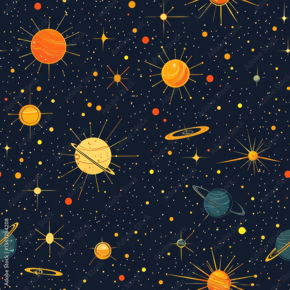 seamless Mesmerizing space scene showcasing various planets and twinkling stars against a dark and mysterious cosmos seamless Mesmerizing space scene showcasing various planets and twinkling stars against a dark and mysterious cosmos