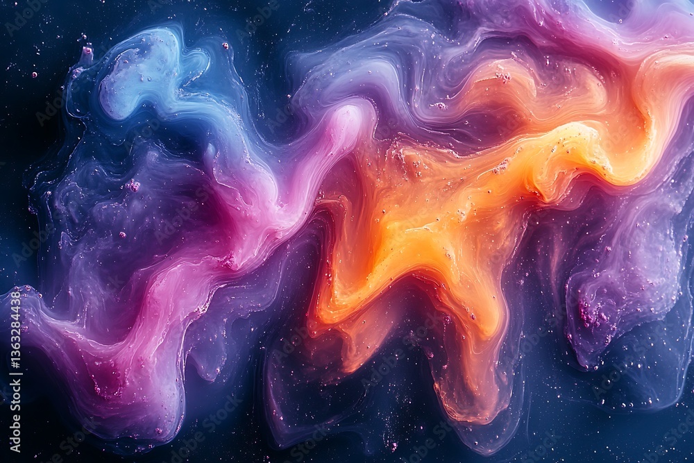 Abstract Ink Flow Cosmic Colors
