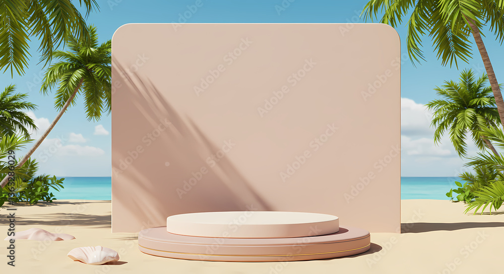 Fototapeta premium Beach Product Display: Summer Mockup Scene