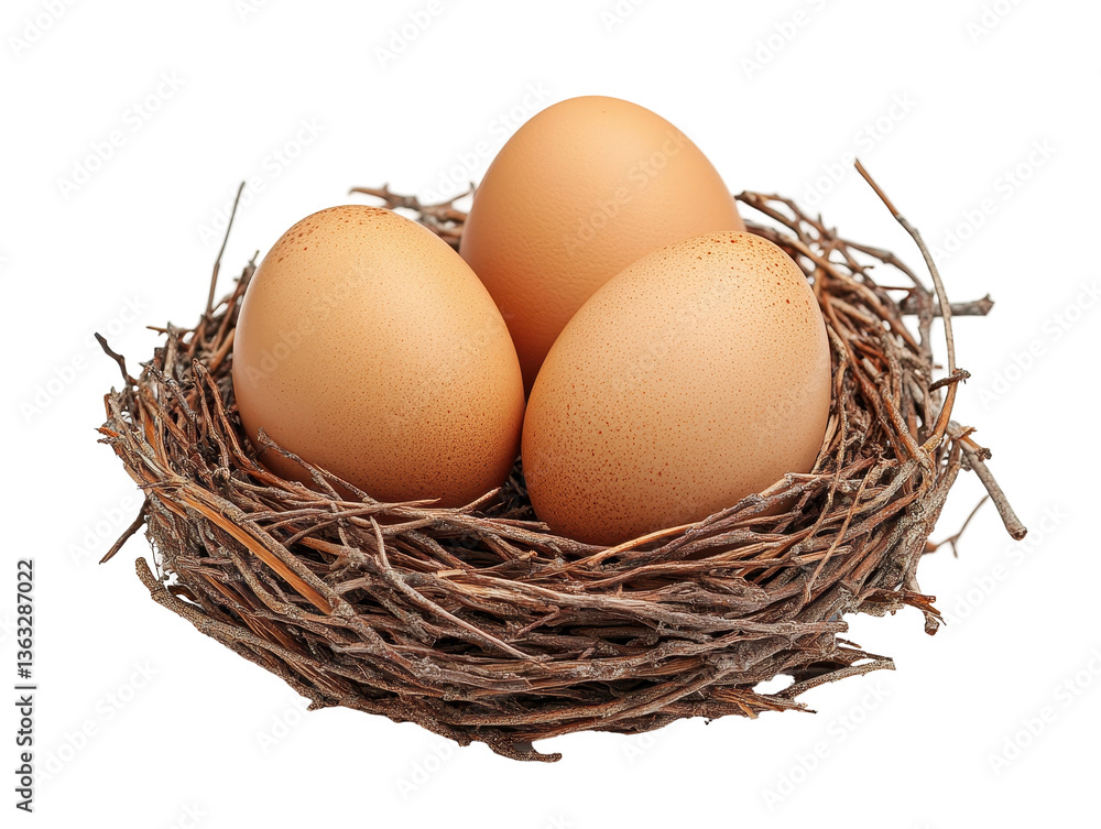 Isolated Small Nest With Eggs Isolated Small Nest With Eggs