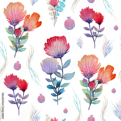 Watercolor Illustration Pattern Floral Natural Elements Backgrounds