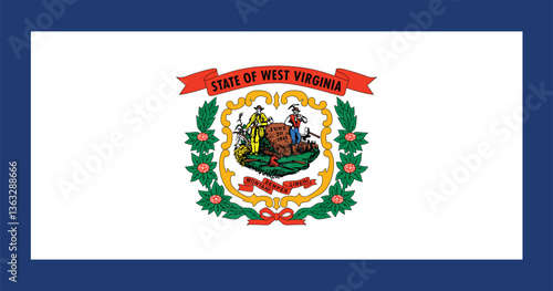 High-Quality West Virginia State Flag Vector Clipart Illustration – Official State Emblem with Detailed Design, Vibrant Colors, and Transparent Background for Digital and Print Use