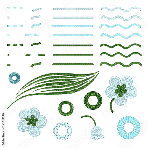 Vector Embroidery Brushes Set – Chains, Ropes, Sequins & Ornamental Stitches