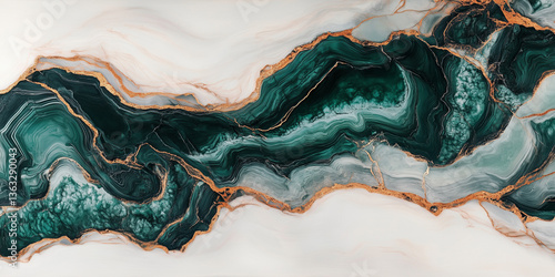 Striking green and white marble texture with vivid copper veining and rich mineral patterns, perfect for luxury design, modern branding, interior surfaces, and premium backgrounds